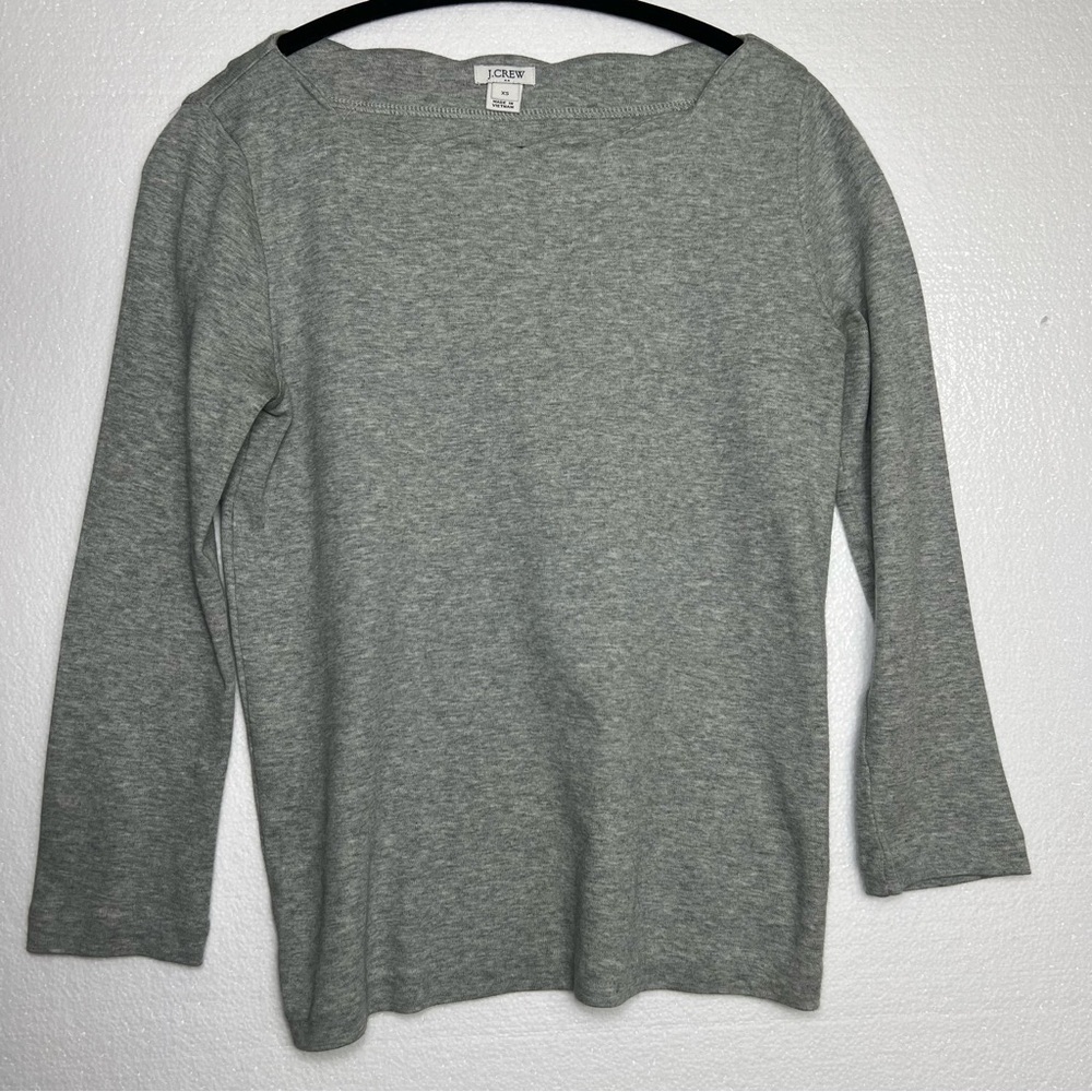 J.Crew grey scalloped neck top size XS